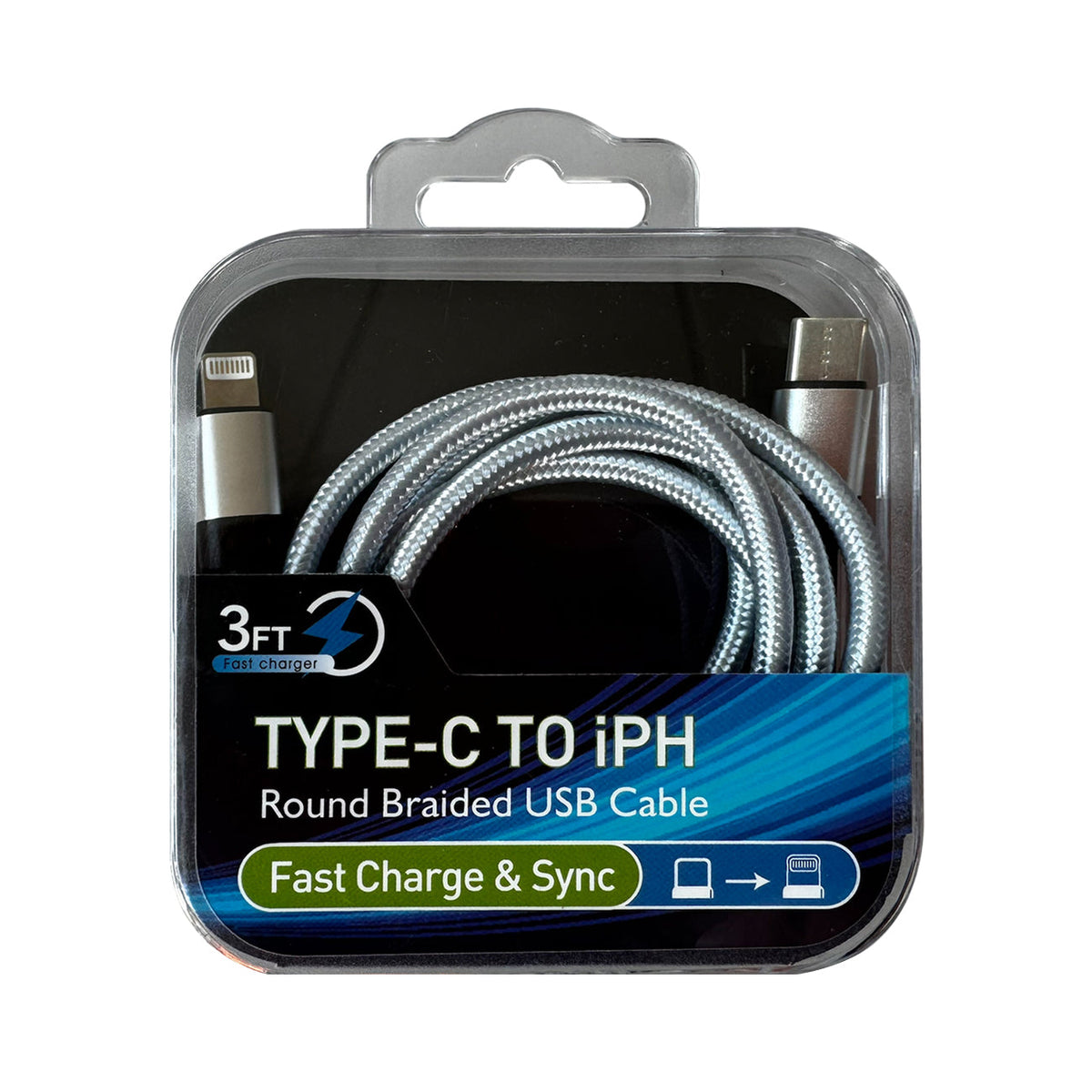Power Delivery USB-C to 8-PIN Fast Charging & Sync Nylon-Braided 3FT Cable In Silver - Heavy Duty & Reliable | CELL DEMAND Official