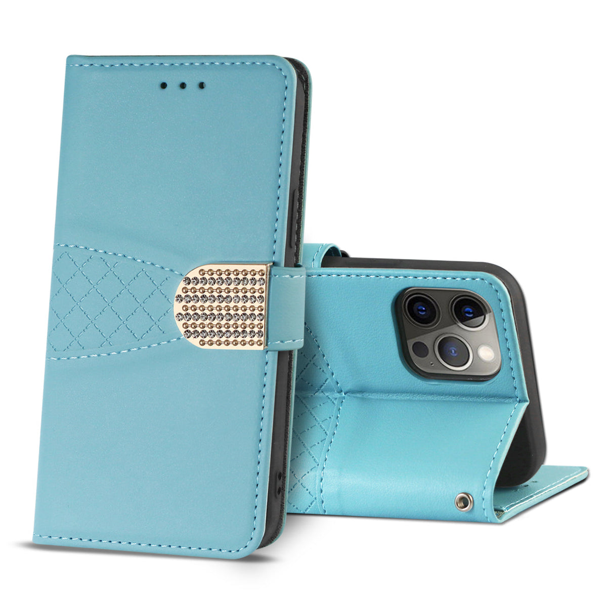 IPHONE 12 Compatible 3-In-1 Wallet Case for IPHONE 12/ IPHONE 12 PRO In Blue - Shockproof Protection by CELL DEMAND