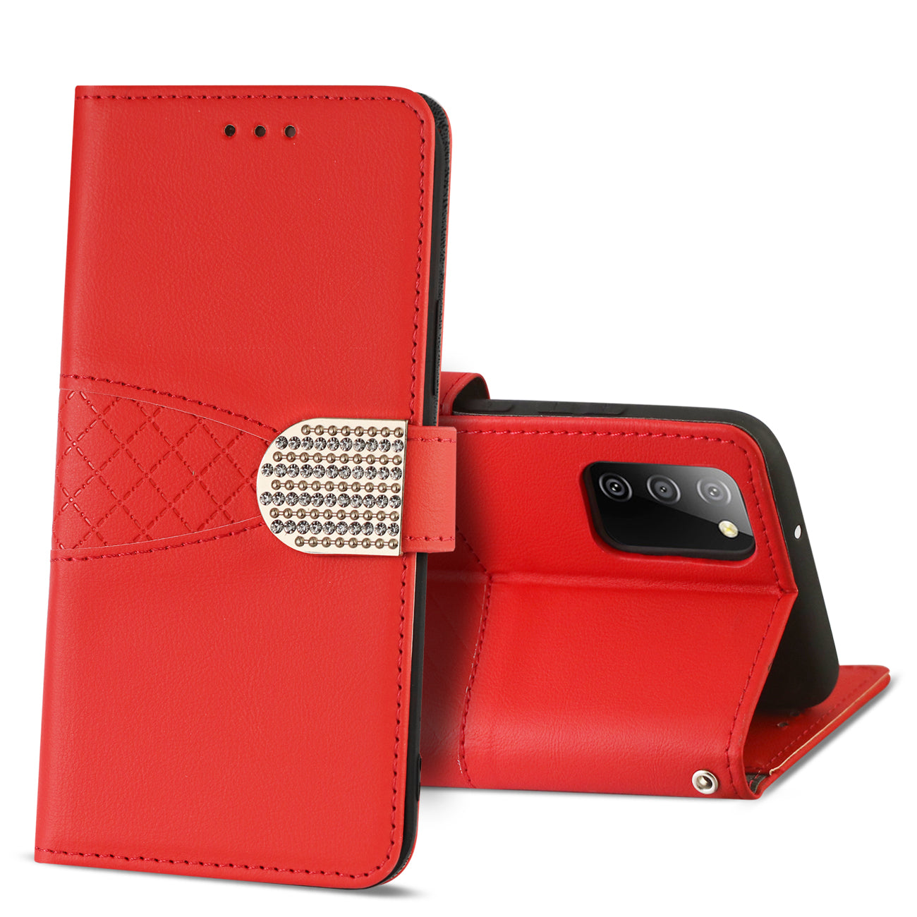 Samsung Galaxy A02S  3-In-1 Wallet Case In Red - Heavy Duty & Reliable | CELL DEMAND Official