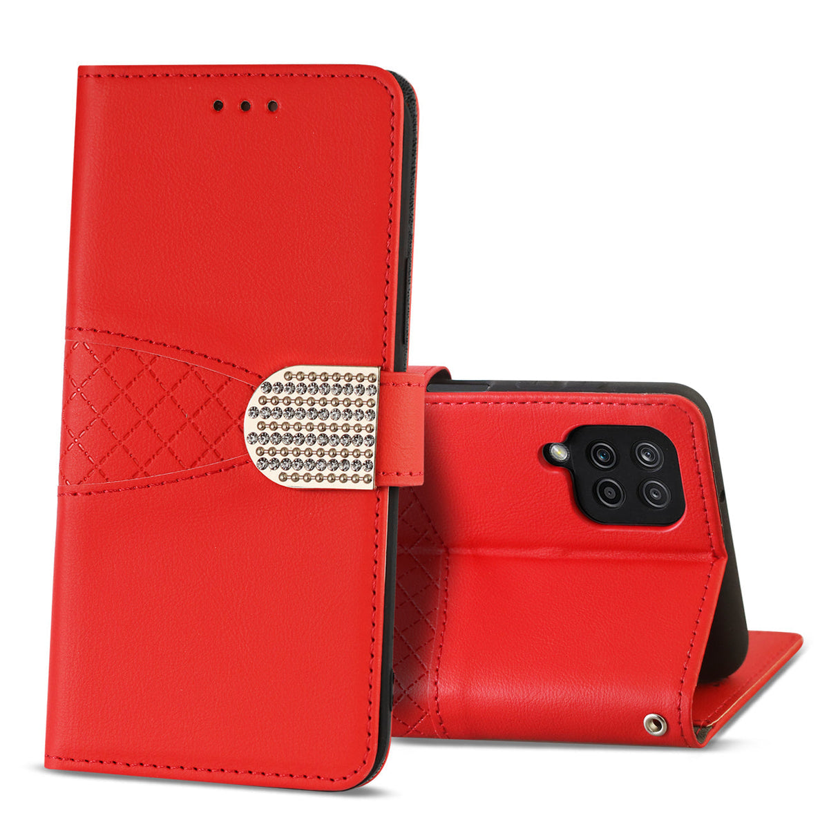 Samsung Galaxy A12 5G 3-In-1 Wallet Case In Red - Shockproof & Reliable | CELL DEMAND Official