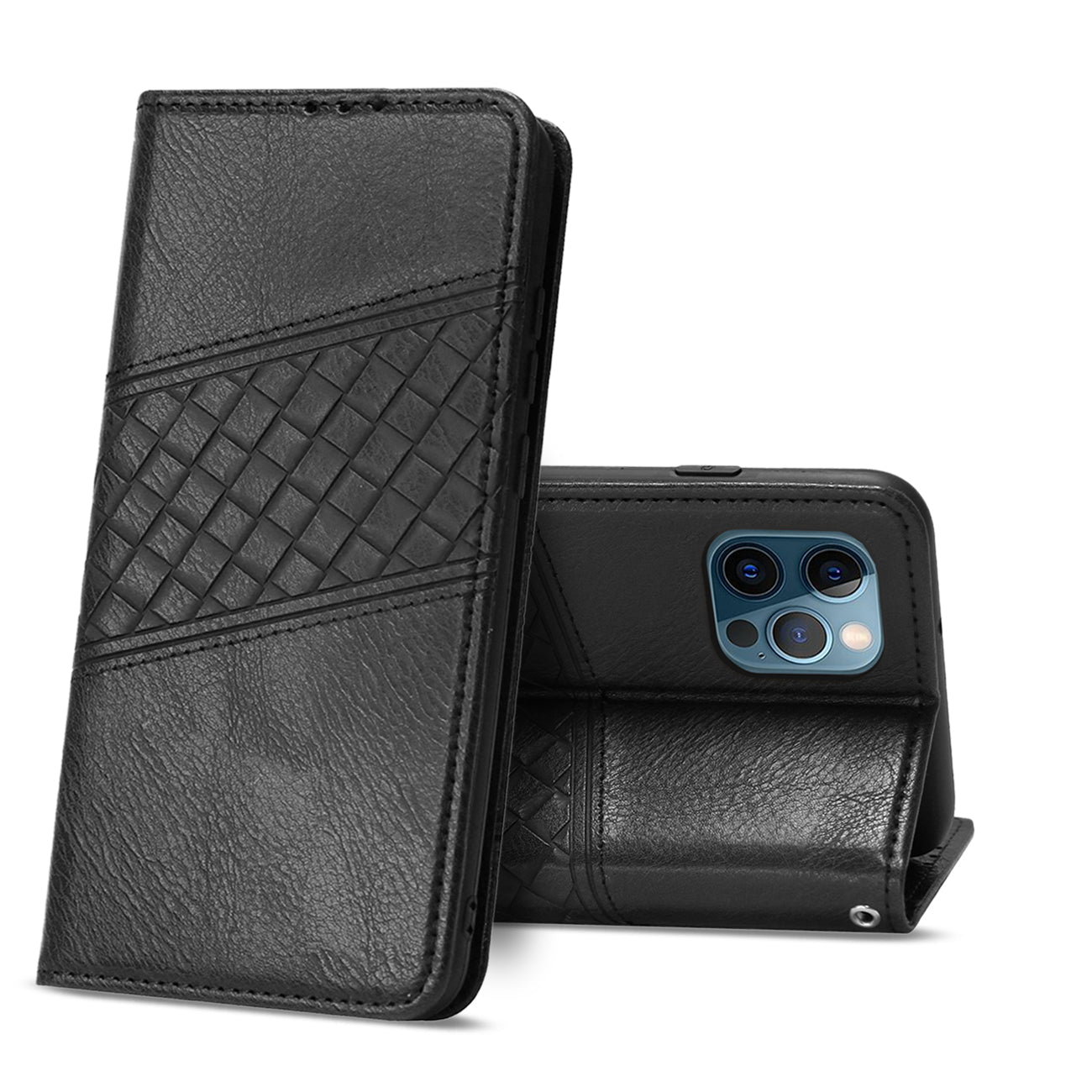 iPhone 12 Pro Compatible Apple iPhone 12 Pro Max 3-In-1 Wallet Case In Black - Durable Protection by CELL DEMAND