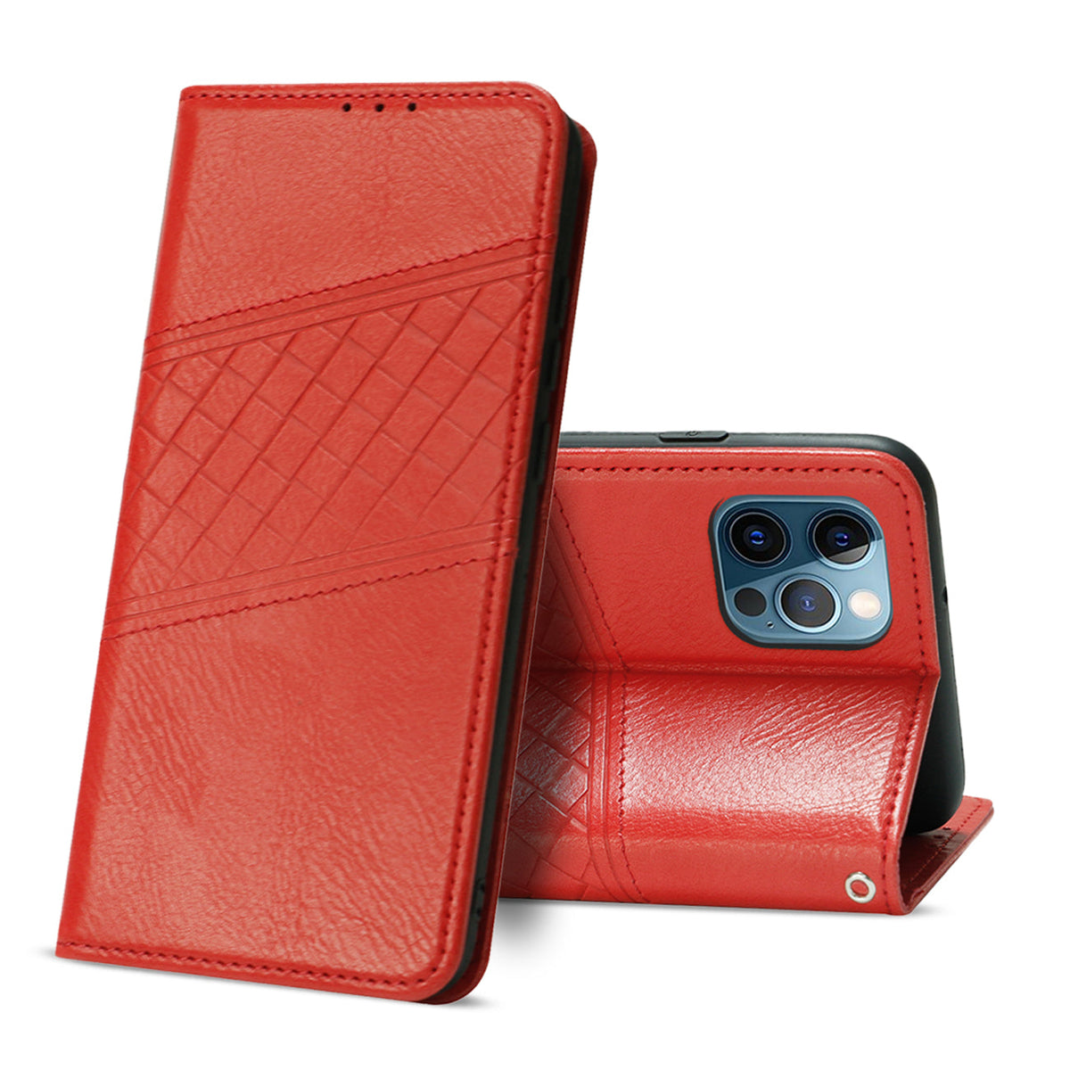 iPhone 12 Pro Compatible Apple iPhone 12 Pro Max 3-In-1 Wallet Case In Red - Heavy Duty Protection by CELL DEMAND