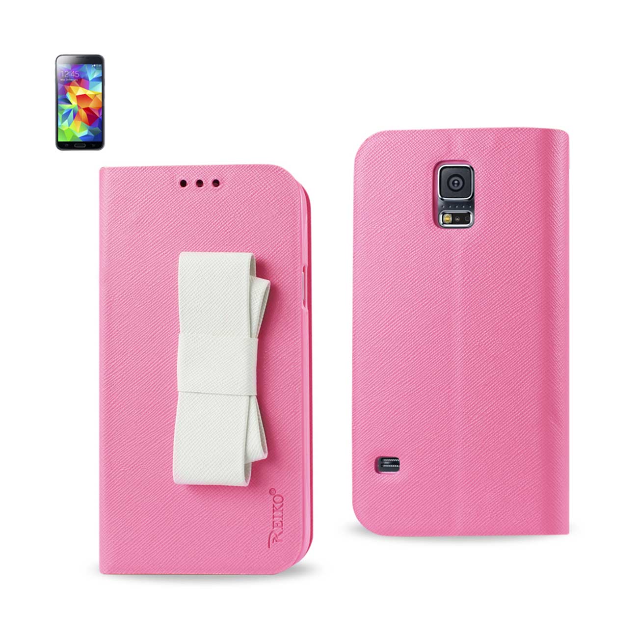 SAMSUNG GALAXY S5 FOLIO WALLET CASES-PINK WHITE (FC30-SAMS5PKWH) - Crystal Clear & Reliable | CELL DEMAND Official