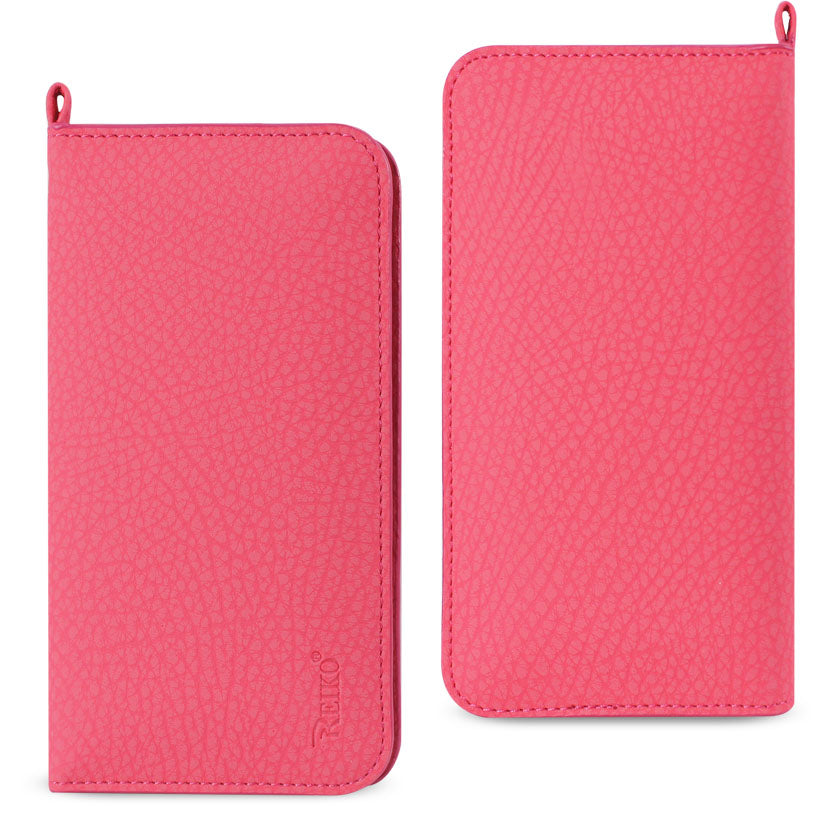 IPHONE 6  Compatible UNIVERSAL WALLET PHONE CASE WITH SIDE POCKETS AND MAGNETIC FLAP FOR IPHONE 6 /6S (5.59X2.79X0.42 INCHES) IN HOT PINK (FC33-562804HK) - Durable Protection by CELL DEMAND