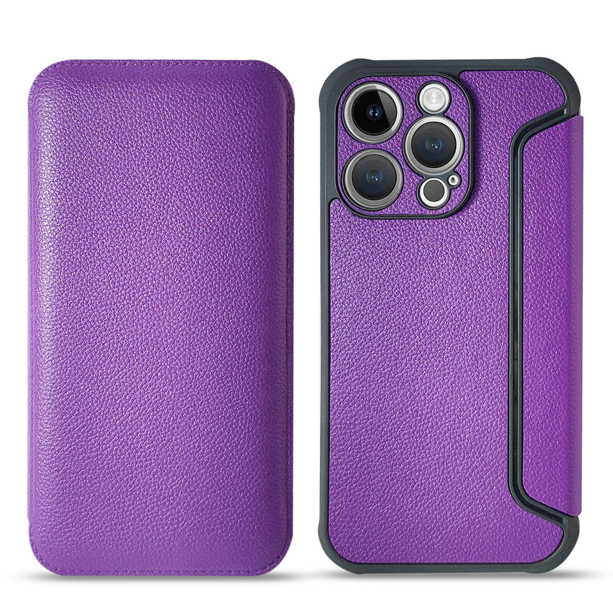 iPhone 14 Pro Compatible Magnetic wallet Leather phone case For Apple iPhone 14 Pro In Purple (FC36-IPH14PROPP) - Heavy Duty Protection by CELL DEMAND