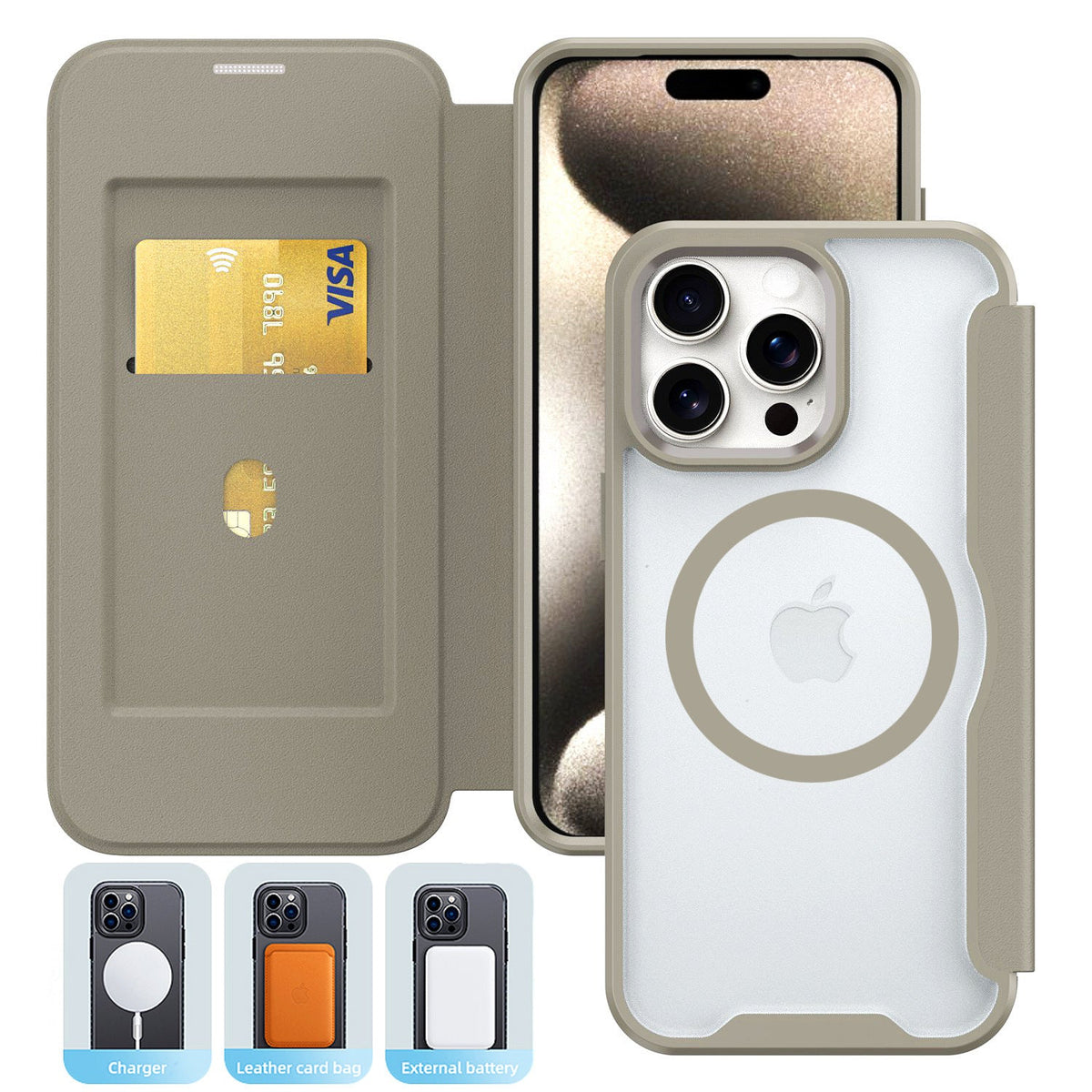 iPhone 16  Compatible PU Leather Magnetic Flap Phone Case with Magsafe In Green For iPhone 16 (FC37-IPH16GR) - Premium Protection by CELL DEMAND