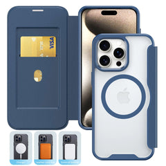 iPhone 16 Pro Compatible PU Leather Magnetic Flap Phone Case with Magsafe In Navy For iPhone 16 Pro Max (FC37-IPH16MAXNV) - Heavy Duty Protection by CELL DEMAND