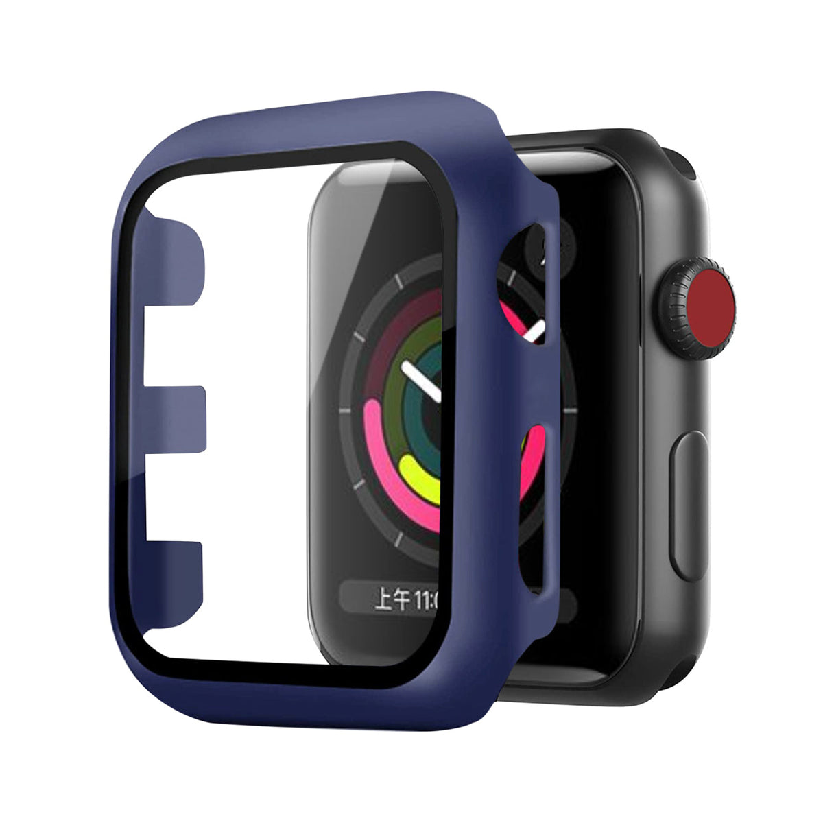 Full Cover tempered glass screen protector with pc case  for Apple Watch 38 mm  In Navy - Shockproof & Reliable | CELL DEMAND Official