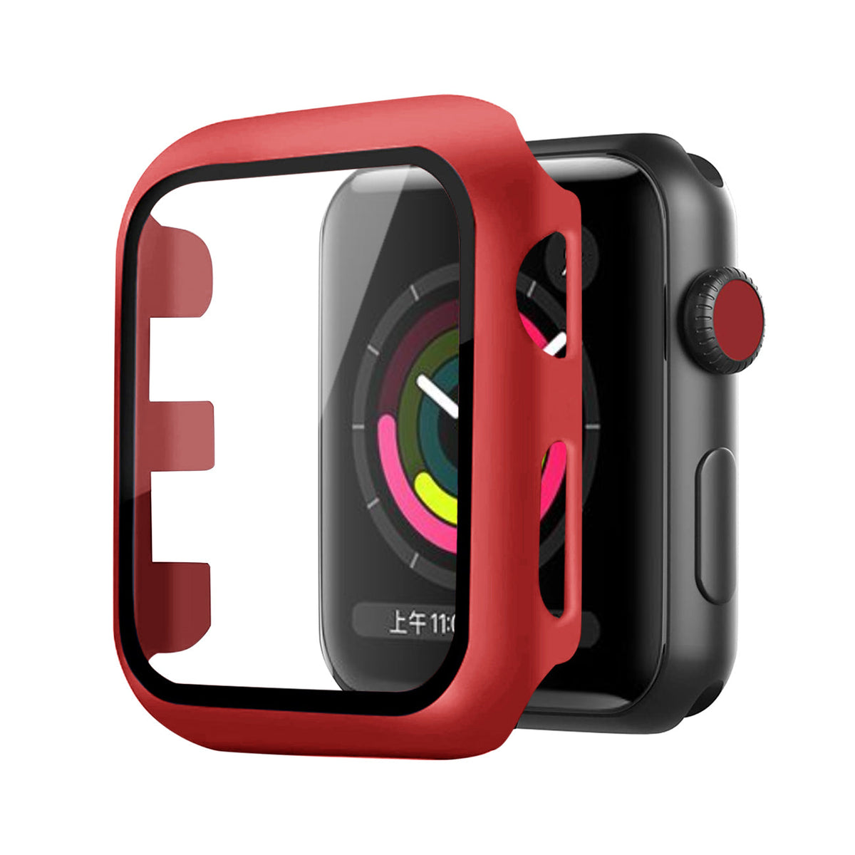 Full Cover tempered glass screen protector with pc case  for Apple Watch 38 mm  In Red - Durable & Reliable | CELL DEMAND Official