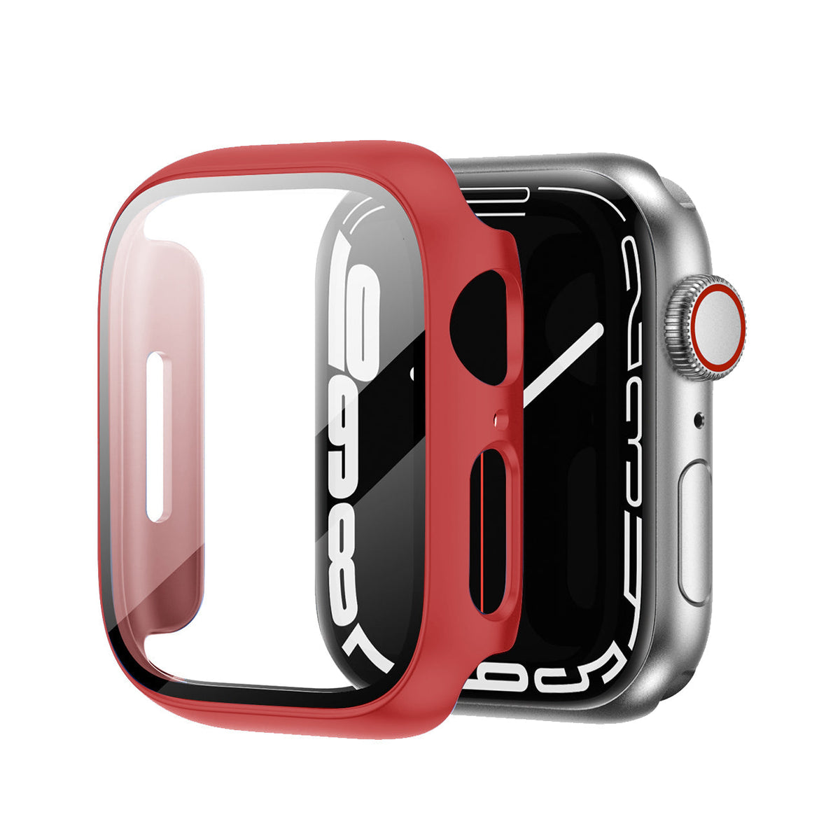 Full Cover tempered glass screen protector with pc case for Apple Watch 41 mm In Red - Crystal Clear & Reliable | CELL DEMAND Official