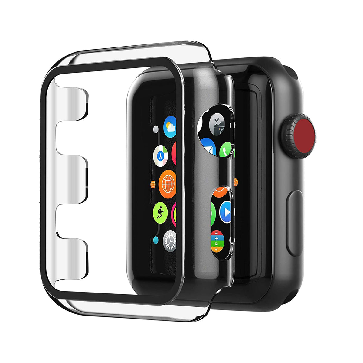 Full Cover tempered glass screen protector with pc case  for Apple Watch 42 mm  In Clear - Crystal Clear & Reliable | CELL DEMAND Official