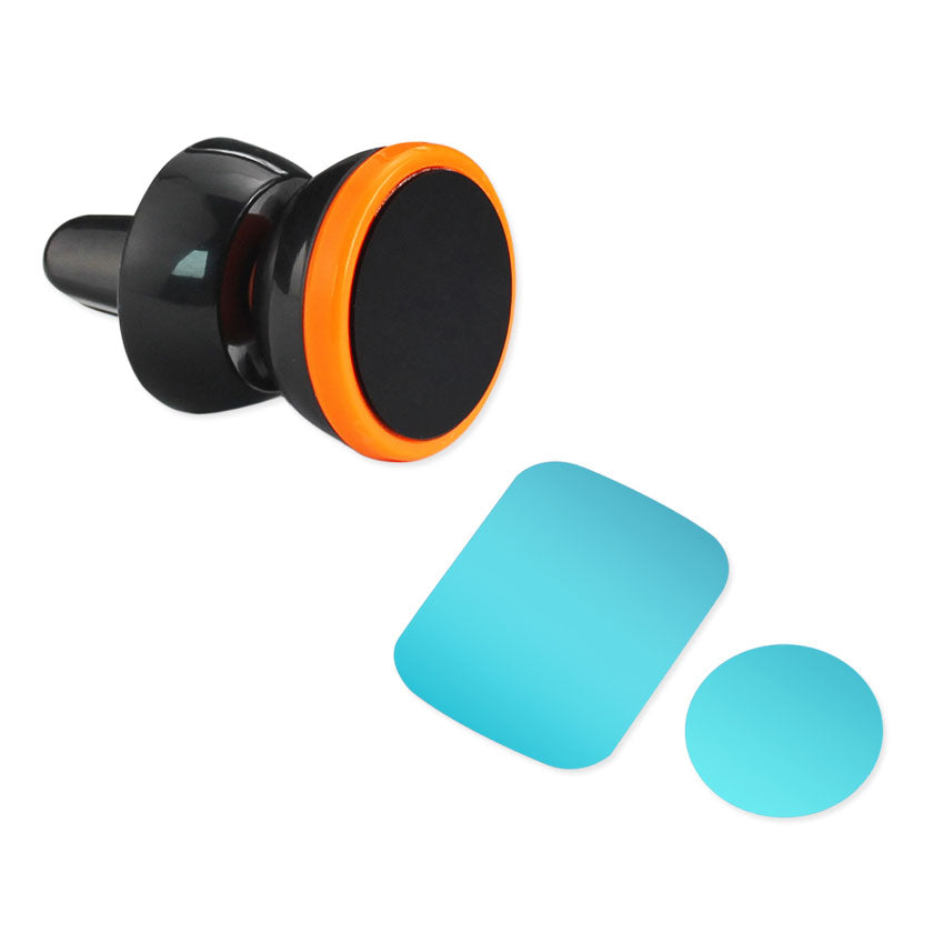 UNIVERSAL AIR VENT MAGNETIC CAR MOUNT PHONE HOLDER IN BLACK ORANGE - Crystal Clear & Reliable | CELL DEMAND Official