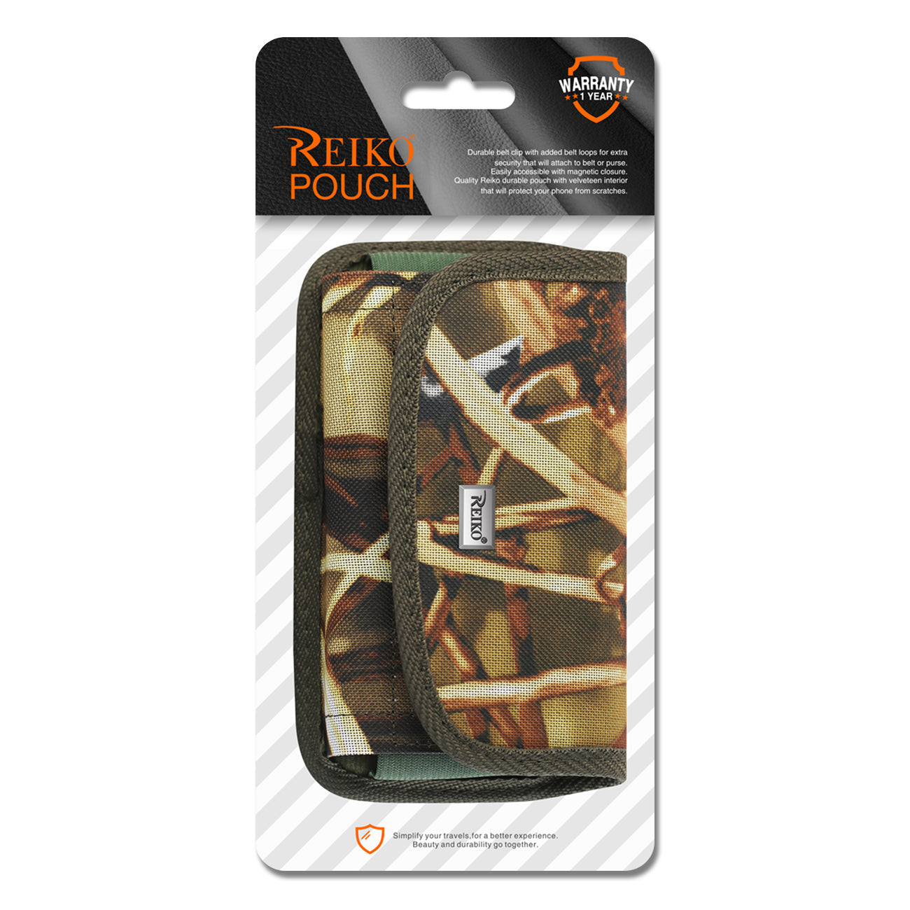 Horizontal Rugged Pouch With Velcro and Metal Belt Clip In Camouflage (7.0 x 3.9 x 0.7 Inches) - Crystal Clear & Reliable | CELL DEMAND Official
