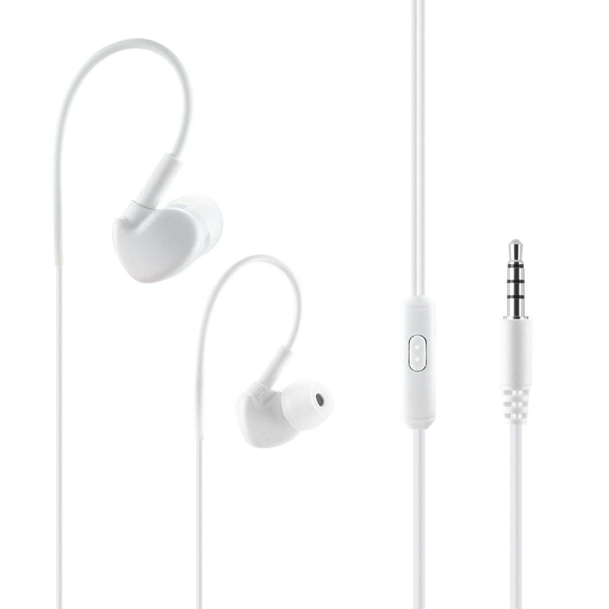 HS1440-35MMMICWH UNIVERSAL SPORT STEREO EARPHONES W. TANGLE FREE NOODLE CABLE AND MIC IN WHITE - Shockproof & Reliable | CELL DEMAND Official