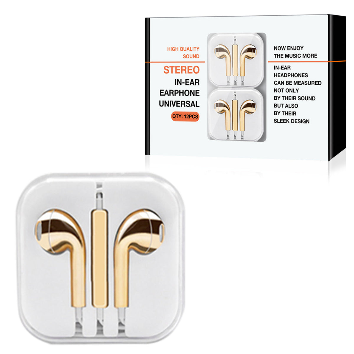 3.5mm Circular Earbuds with Mic and Volume Control In Gold (12pcs) HS72-35MMGD - Premium & Reliable | CELL DEMAND Official