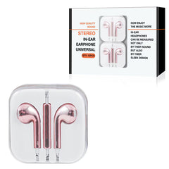 3.5mm Circular Earbuds with Mic and Volume Control In Rose Gold (12pcs) HS72-35MMRG - Crystal Clear & Reliable | CELL DEMAND Official
