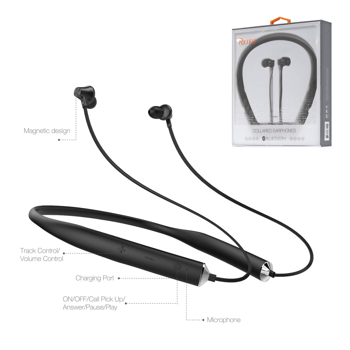 Universal Bluetooth Earphones Black HSBT1570-UNIBK - Ultra-Slim & Reliable | CELL DEMAND Official