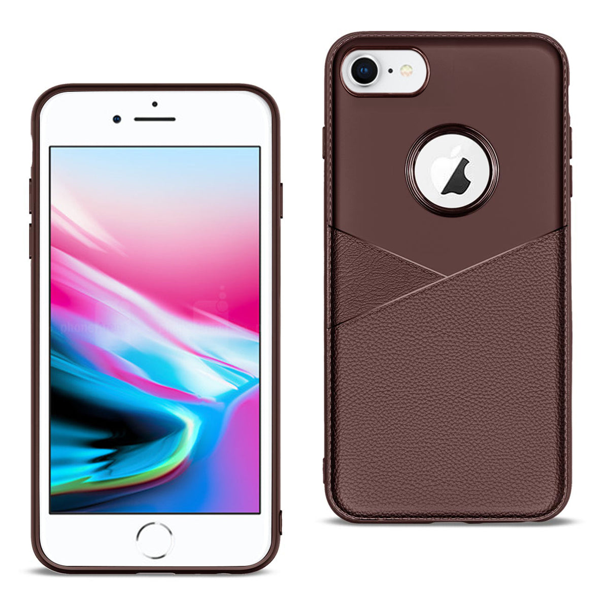 iPhone 7/8/SE2 TPU Leather feel Case Leather Fit Flexible Slim Premium Case in Brown - Crystal Clear & Reliable | CELL DEMAND Official