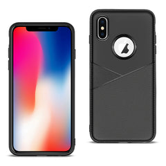 APPLE IPHONE X/XS TPU Leather feel Case Leather Fit Flexible Slim Premium Case in Black - Crystal Clear & Reliable | CELL DEMAND Official