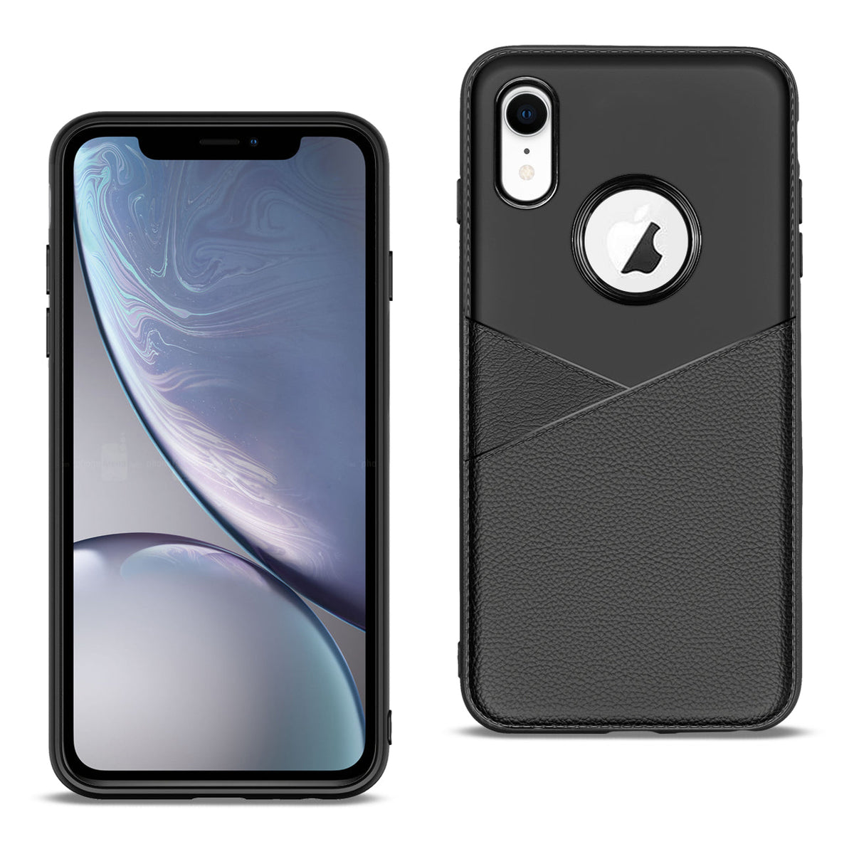 APPLE IPHONE XR TPU Leather feel Case Leather Fit Flexible Slim Premium Case in Black - Heavy Duty & Reliable | CELL DEMAND Official