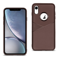 APPLE IPHONE XR TPU Leather feel Case Leather Fit Flexible Slim Premium Case in Brown - Shockproof & Reliable | CELL DEMAND Official
