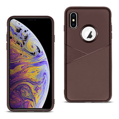 APPLE IPHONE XS MAX TPU Leather feel Case Leather Fit Flexible Slim Premium Case in Brown - Ultra-Slim & Reliable | CELL DEMAND Official