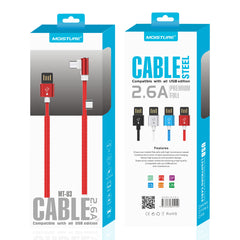 Moisture 2.6A Premium  Full Steel USB TO Type C Cable In Red - Shockproof & Reliable | CELL DEMAND Official