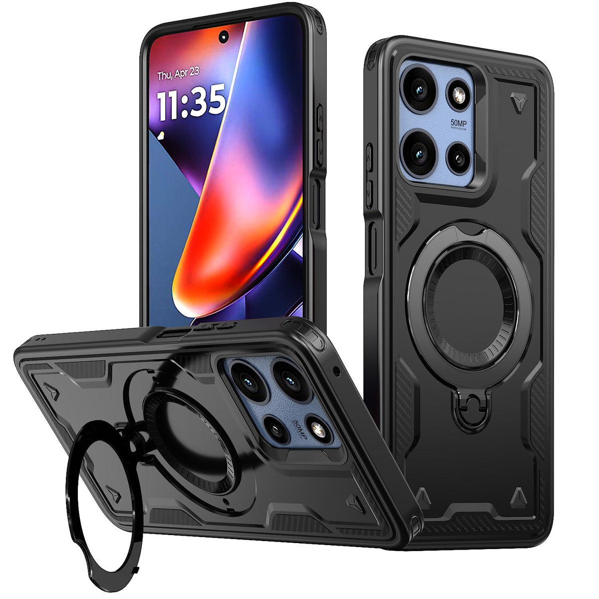 360¡ã Rotating Magnetic Versatile Stand Gray Compatible with Motorola Moto G POWER 5G 2025 (PC73-MOTGPOWER-5G(2025)BK) - Durable & Reliable | CELL DEMAND Official