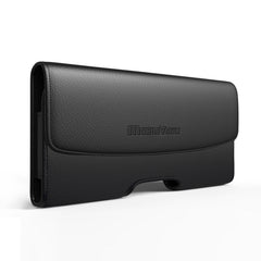 Horizontal Leather Pouch With Embossed Logo In Black (5.8X3.2X0.7 Inches) - Ultra-Slim & Reliable | CELL DEMAND Official