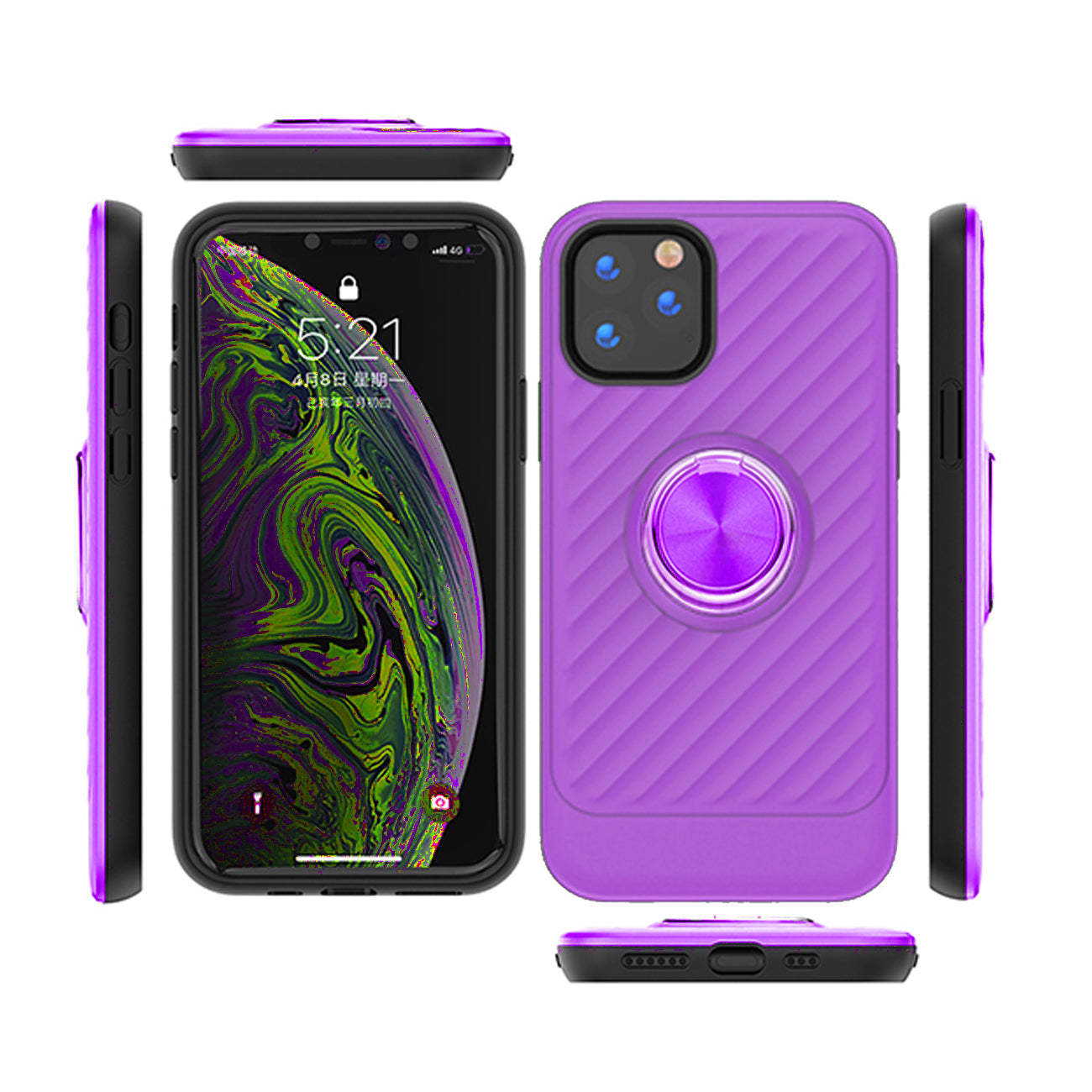 IPHONE 11 PRO Compatible APPLE IPHONE 11 PRO Case with Ring Holder In Purple - Premium Protection by CELL DEMAND