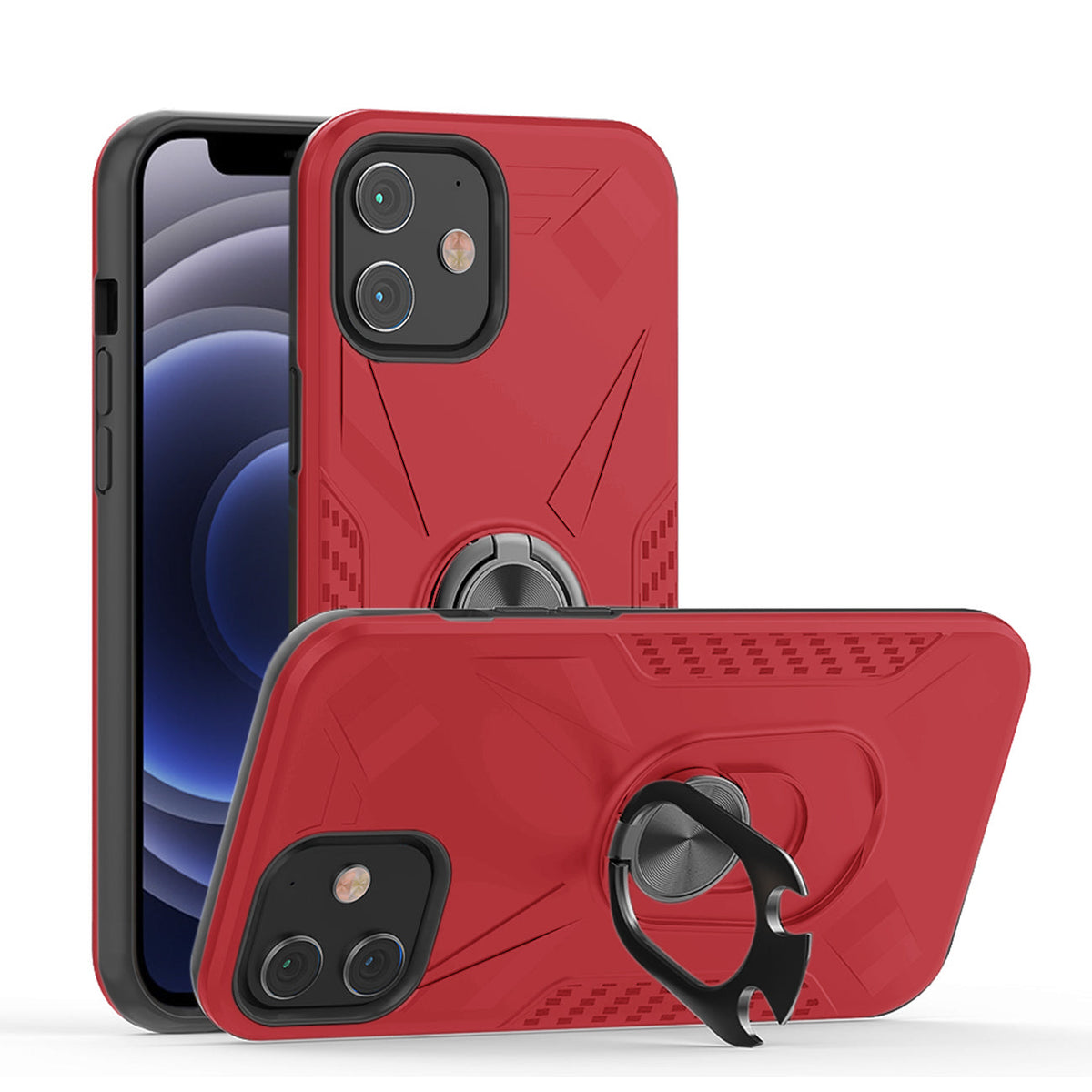 IPHONE 12 MINI Compatible APPLE IPHONE 12 MINI Case with Ring Holder In Red - Premium Protection by CELL DEMAND