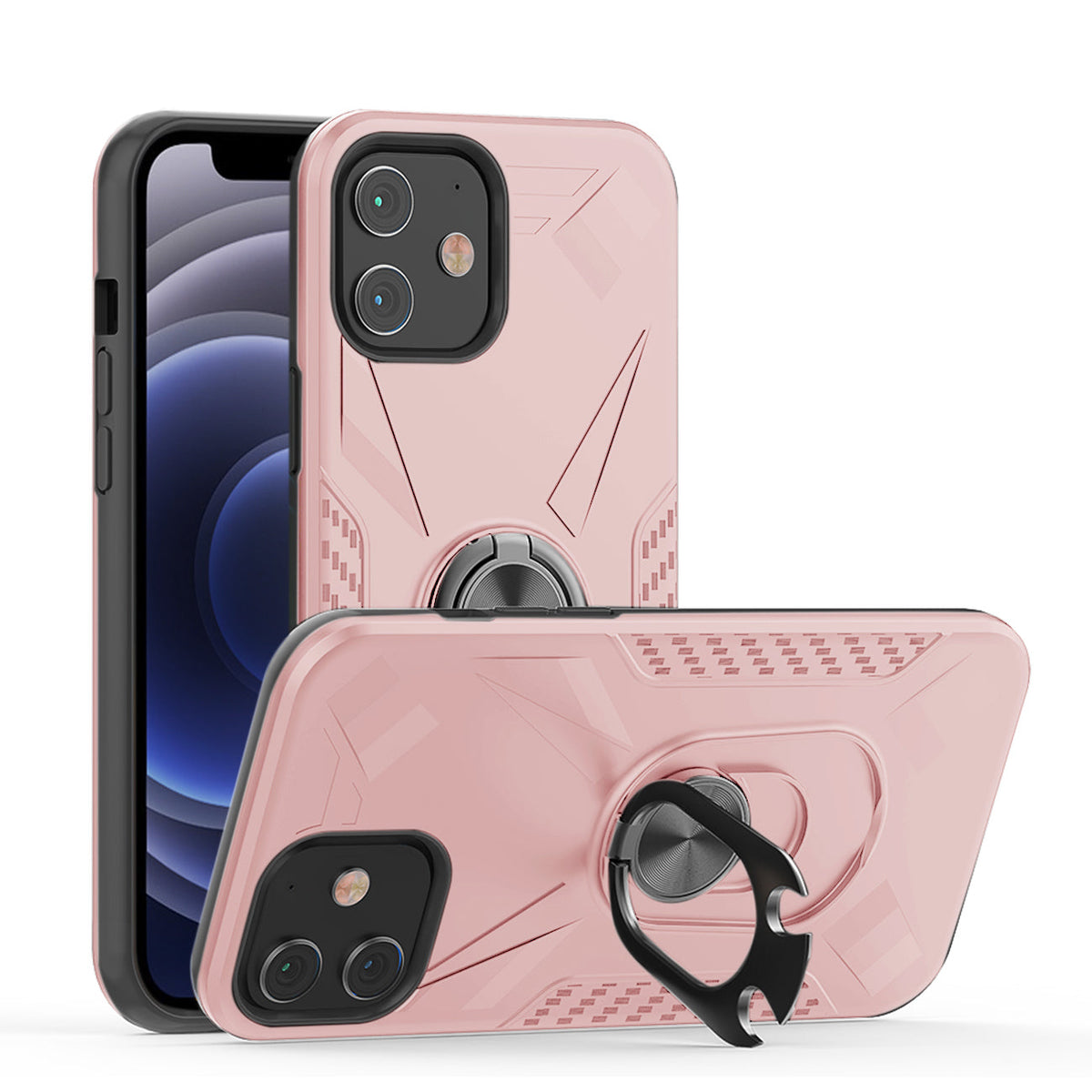 IPHONE 12 MINI Compatible APPLE IPHONE 12 MINI Case with Ring Holder In Rose Gold - Shockproof Protection by CELL DEMAND