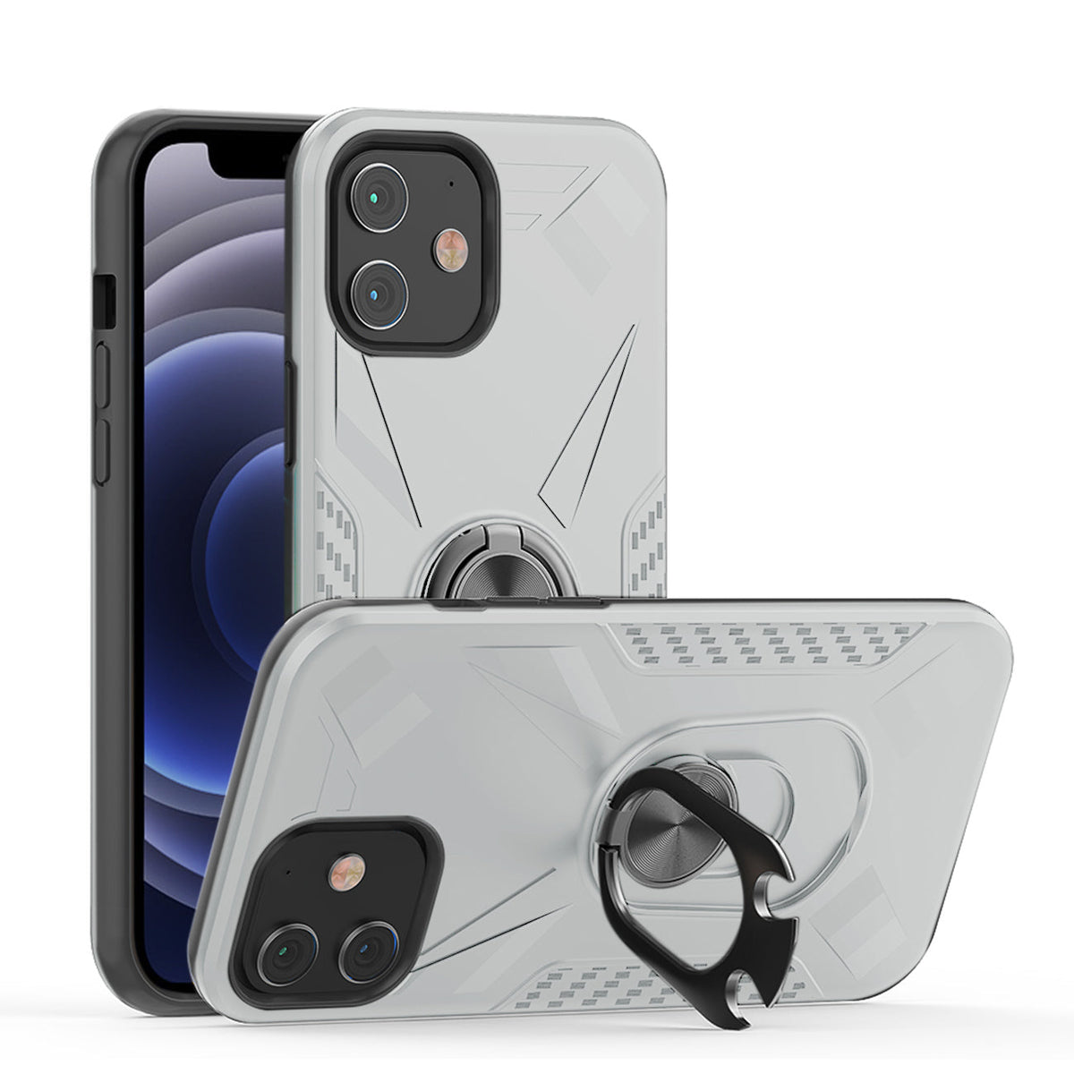 IPHONE 12 MINI Compatible APPLE IPHONE 12 MINI Case with Ring Holder In Silver - Ultra-Slim Protection by CELL DEMAND