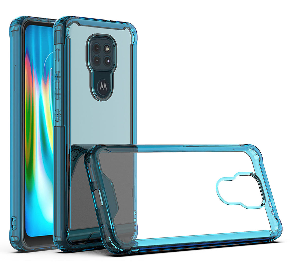 Moto E7 Plus/G9/G9 Play High quality TPU Bumper and Clarity PC Case In Blue - Heavy Duty & Reliable | CELL DEMAND Official