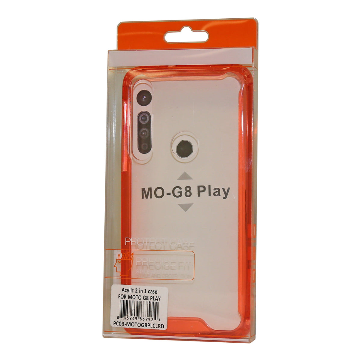 MOTOROLA G8 PLAY High quality Tpu Bumper and Clarity PC Case In Red - Crystal Clear & Reliable | CELL DEMAND Official