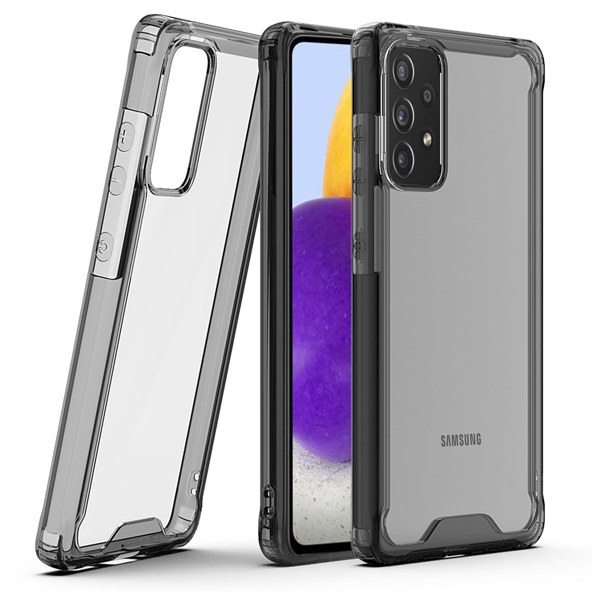 High Quality 2X Clean PC and TPU Bumper Case In Black For  Samsung Galaxy A72 5G - Shockproof & Reliable | CELL DEMAND Official