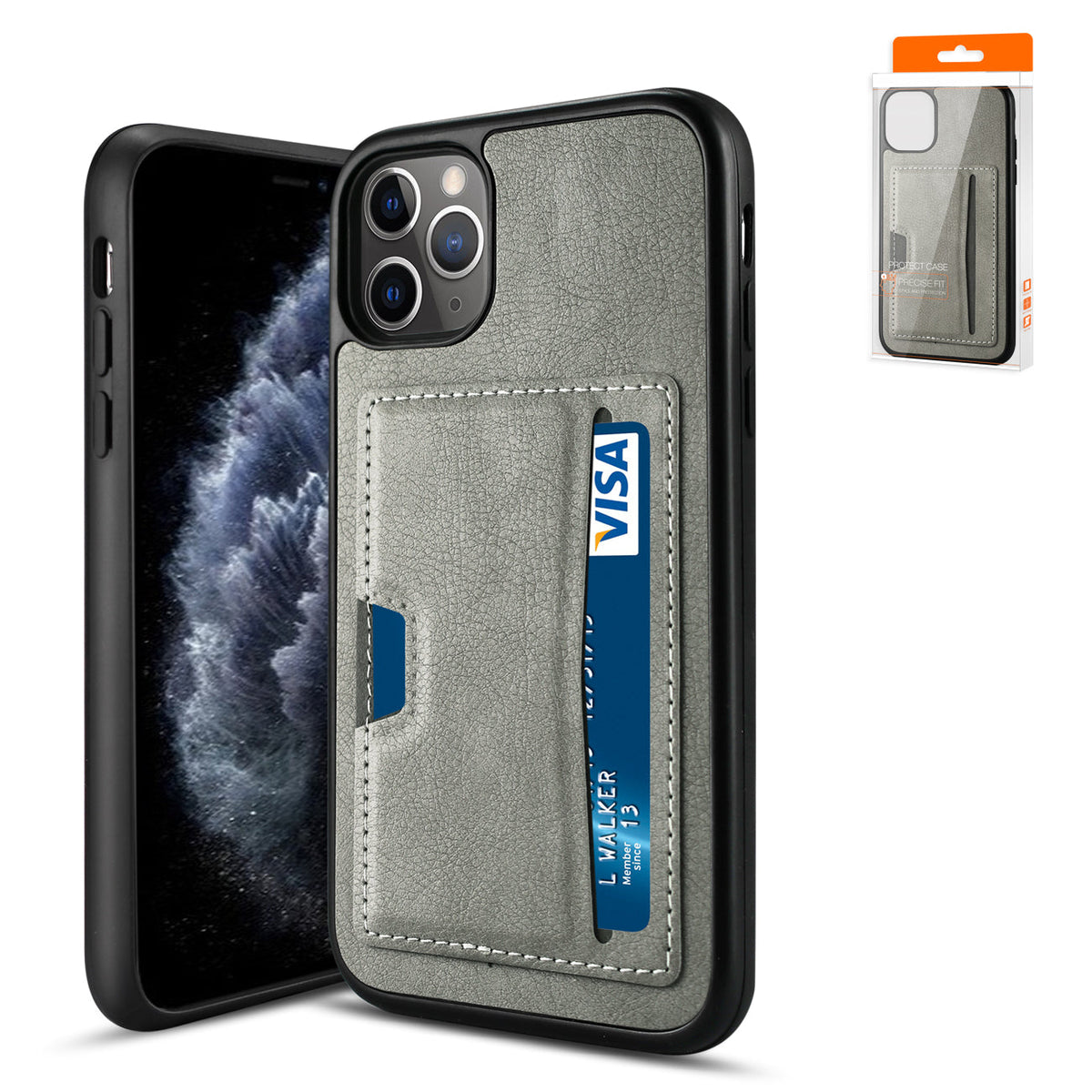 IPHONE 11 PRO Compatible APPLE IPHONE 11 PRO Card Pocket Case In Gray - Heavy Duty Protection by CELL DEMAND