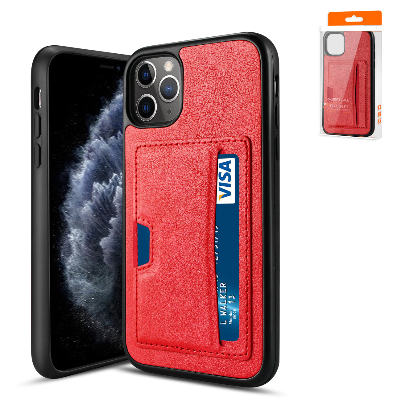 IPHONE 11 PRO Compatible APPLE IPHONE 11 PRO Card Pocket Case In Red - Crystal Clear Protection by CELL DEMAND