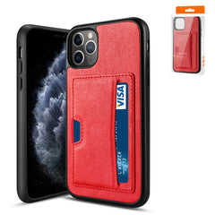IPHONE 11 PRO Compatible APPLE IPHONE 11 PRO Card Pocket Case In Red - Crystal Clear Protection by CELL DEMAND