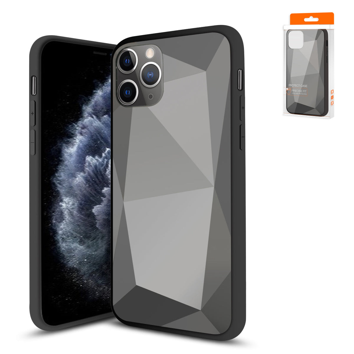 iPhone 11 Pro Compatible Apple iPhone 11 Pro Max Apple Diamond Cases In Black - Shockproof Protection by CELL DEMAND