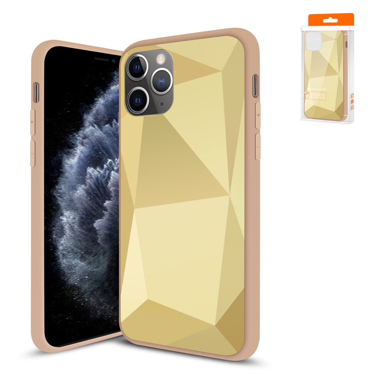 iPhone 11 Pro Compatible Apple iPhone 11 Pro Max Apple Diamond Cases In Gold - Crystal Clear Protection by CELL DEMAND