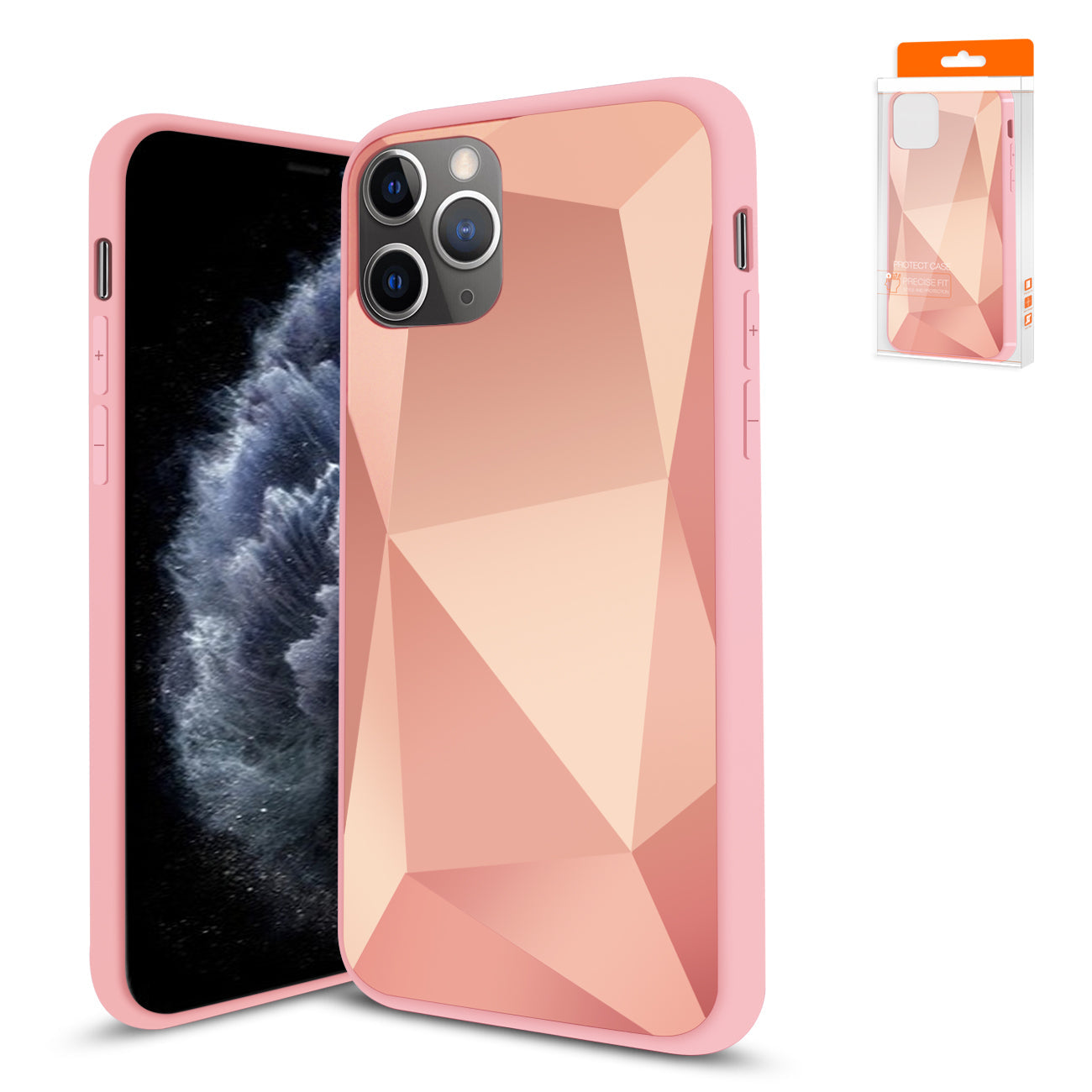 iPhone 11 Pro Compatible Apple iPhone 11 Pro Apple Diamond Cases In Rose Gold - Shockproof Protection by CELL DEMAND