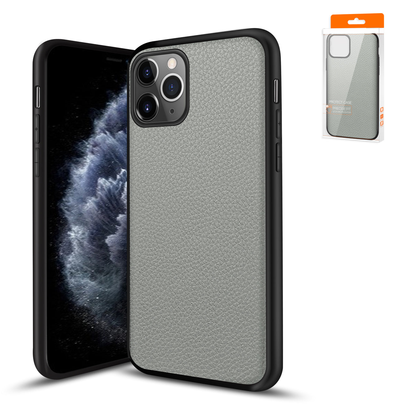 IPhone 11 PRO Compatible Premium PU Leather Outside and Flexible TPU Silicone Hybrid Slim Case for IPhone 11 PRO MAX - Shockproof Protection by CELL DEMAND
