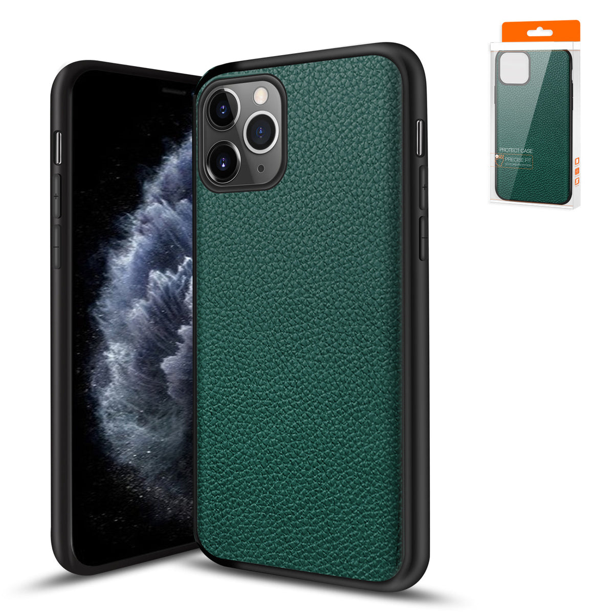IPhone 11 PRO Compatible Premium PU Leather Outside and Flexible TPU Silicone Hybrid Slim Case for IPhone 11 PRO - Shockproof Protection by CELL DEMAND