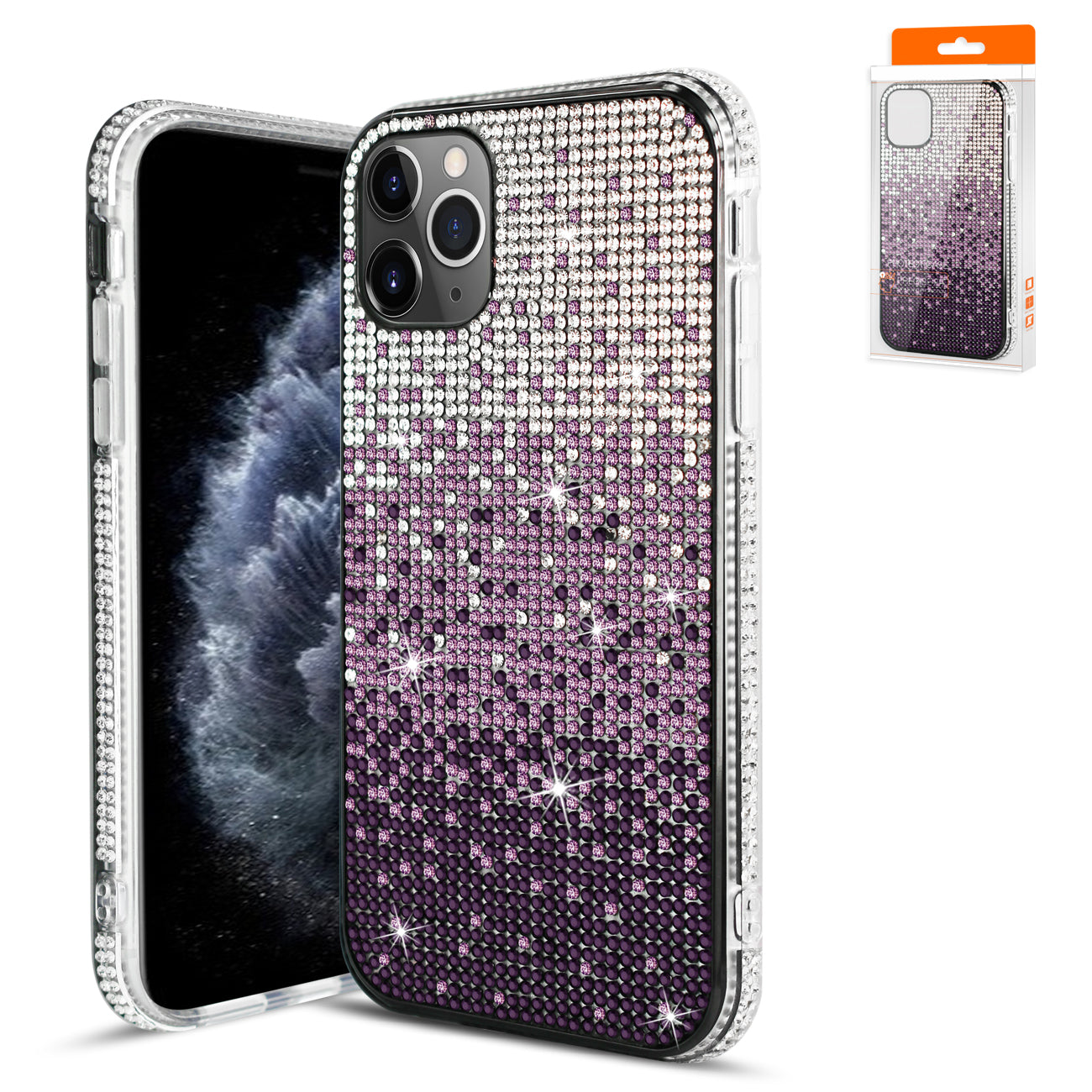 IPHONE 11 PRO Compatible Design Diamond Case For APPLE IPHONE 11 PRO MAX In Purple - Crystal Clear Protection by CELL DEMAND