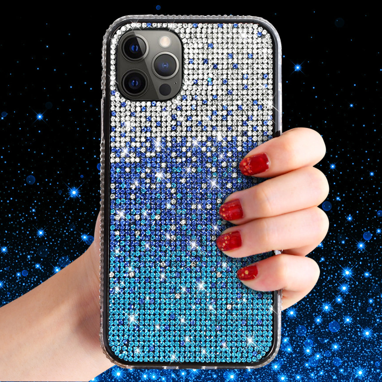 IPHONE 12 PRO Compatible Design Diamond Case For APPLE IPHONE 12 PRO MAX In Blue - Shockproof Protection by CELL DEMAND