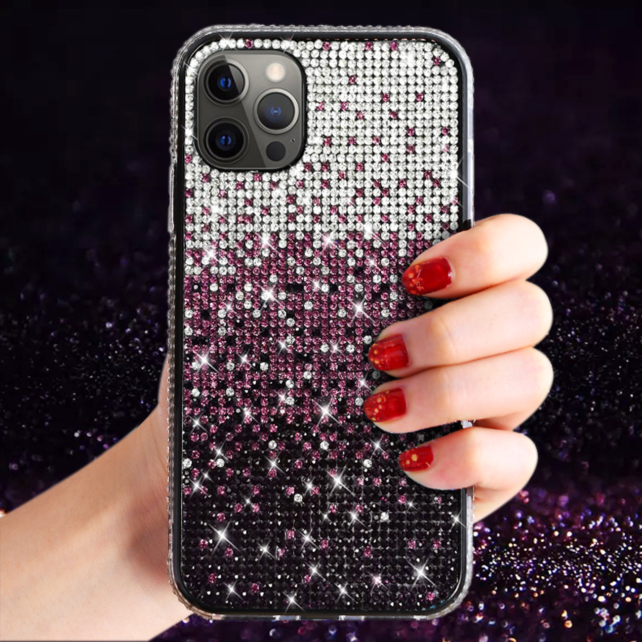 IPHONE 12 PRO Compatible Design Diamond Case For APPLE IPHONE 12 PRO MAX In Purple - Durable Protection by CELL DEMAND