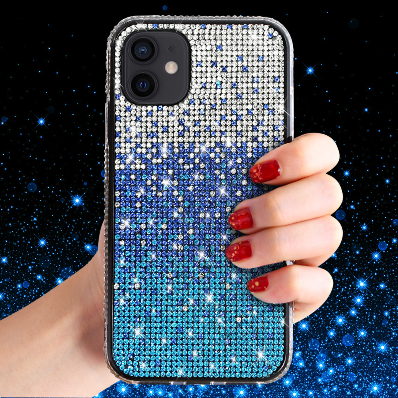 IPHONE 12 MINI Compatible Design Diamond Case For APPLE IPHONE 12 MINI In Blue - Shockproof Protection by CELL DEMAND