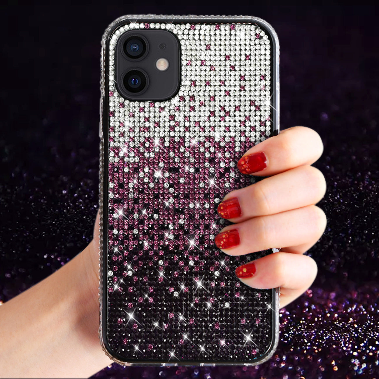 IPHONE 12 MINI Compatible Design Diamond Case For APPLE IPHONE 12 MINI  In Purple - Shockproof Protection by CELL DEMAND