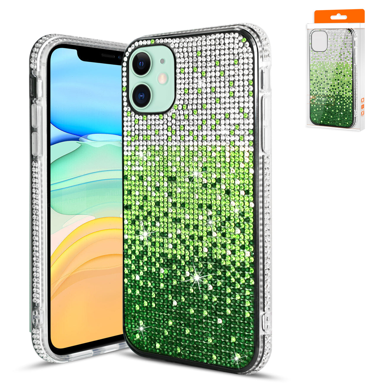 IPHONE 11  Compatible Design Diamond Case For APPLE IPHONE 11 In Green - Heavy Duty Protection by CELL DEMAND